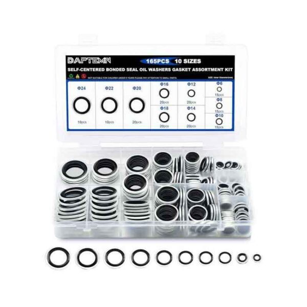 Σετ Τσιμούχες Στεγάνωσης 165τμχ φ6 - φ24 - Self-Centered Bonded Seal Oil Washers Gasket Assortment Kit