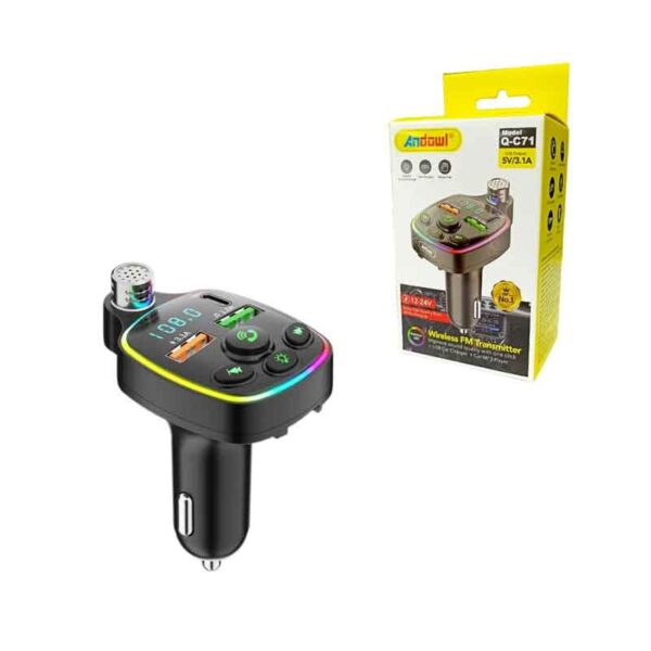 Andowl Πομπός αυτοκινήτου φορτιστής FM Transmitter Q-C71 – Car FM Transmitter