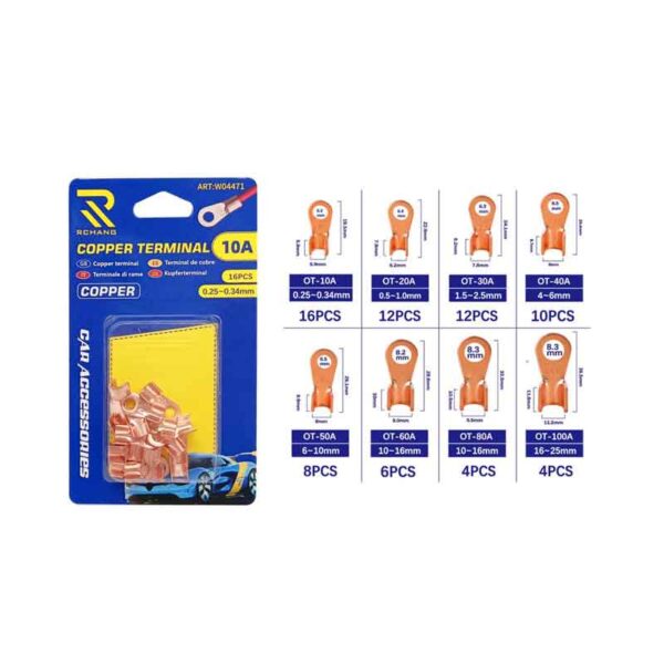 Rchang Ακροδέκτες Οπής Χάλκινο 10A 16τμχ W04471 - Copper terminal 16pcs