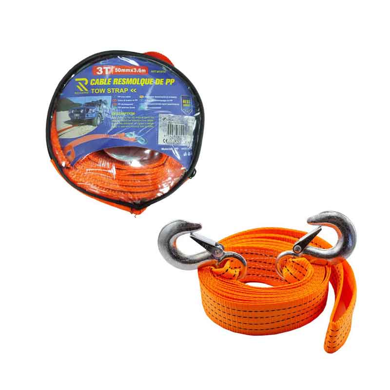 0111745-2 Ιμάντας Ρυμούλκησης με Γάντζους 3 Τόνων 50mmx3.6m – Tow Strap 3T με Άγκιστρα - Image 1