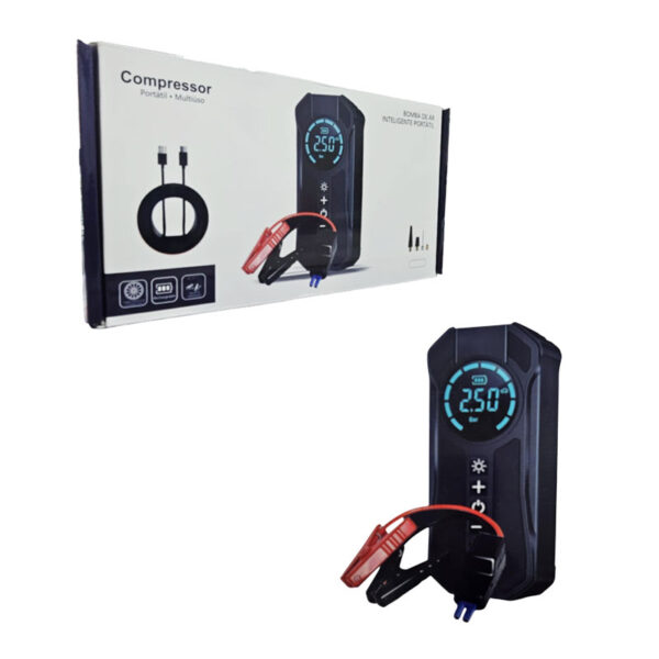 Φορητός Αεροσυμπιεστής Αυτοκινήτου με Οθόνη LED και Επαναφορτιζόμενη Μπαταρία - Portable Car Air Compressor