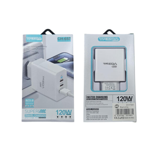 Treqa Φορτιστής Ταξιδίου 120W CH-652 – Travel Charger