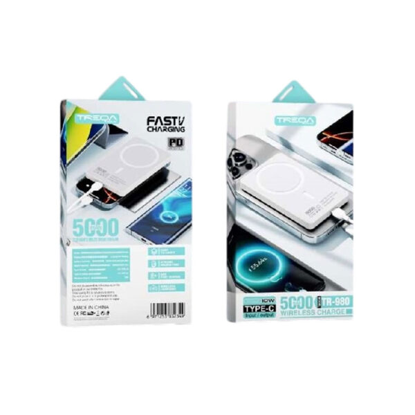Treqa  Power Bank 5000mAh με Ασύρματη & Γρήγορη Φόρτιση TR-980 – Wireless Charge