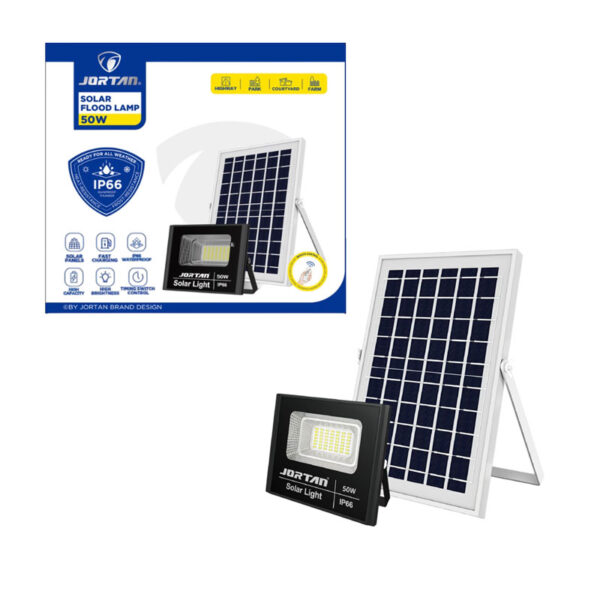 Jortan Ηλιακός Προβολέας Με Τηλεχειριστήριο LED 50W IP66- Solar Flood Lamp