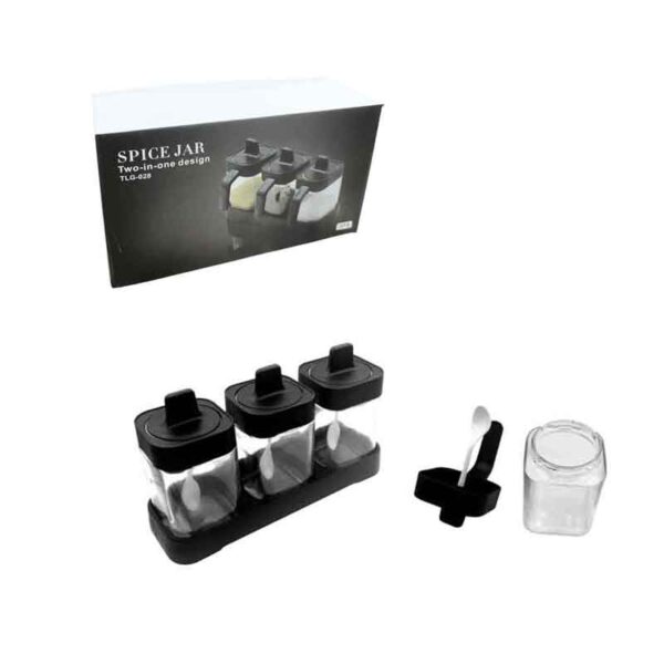 Βάζα Μπαχαρικών 3τεμ με Βάση και Κουταλάκια – Spice Jar Set 3pcs with Base & Spoons