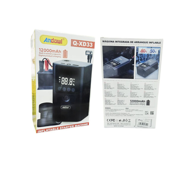 Andowl Φορητός Εκκινητής Μπαταρίας Αυτοκινήτου με Αεροσυμπιεστή 12000mAh Q-XD33 - Inflatable Starter Machine