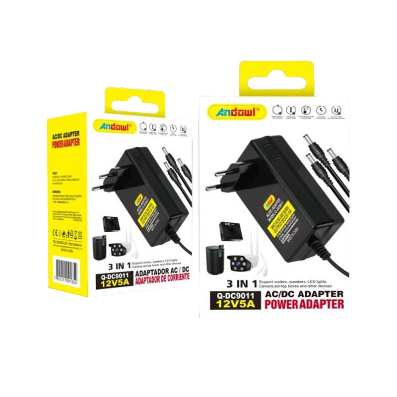 075619 Andowl Universal Τροφοδοτικό 3 σε 1 AC230 σε DC12v 5Amp Q-DC9011 - AC/DC Power Adapter - Image 1