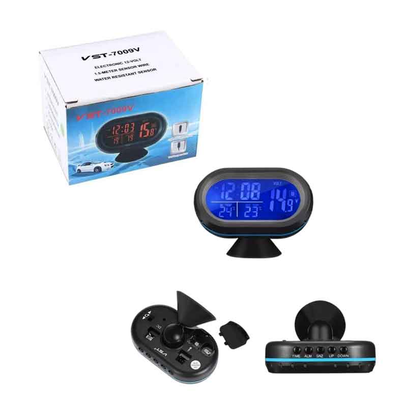 081204 Ψηφιακό Βολτόμετρο, Θερμόμετρο και Ρολόι Αυτοκινήτου VST-7009V - Clock / Voltage Meter/ Thermometer - Image 1