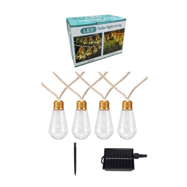 Ηλιακά Φωτάκια String LED με Λάμπες -Διακοσμητικός Φωτισμός Εξωτερικού Χώρου 8M 16Led - Solar Light String