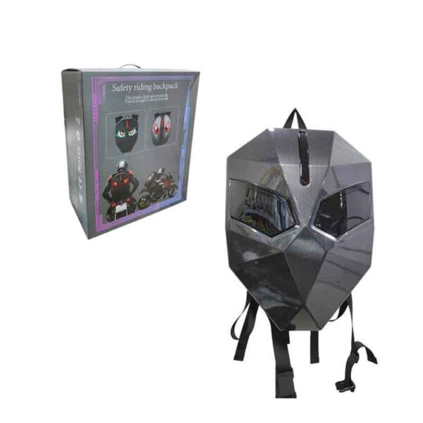 Έξυπνο Σακίδιο Μοτοσυκλέτας με LED Μάτια & Αδιάβροχο Κέλυφος Carbon - Safety Riding Backpack