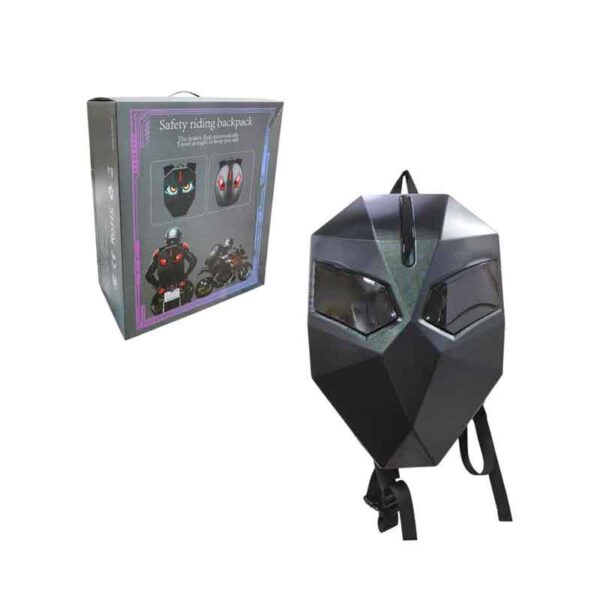 Έξυπνο Σακίδιο Μοτοσυκλέτας με LED Μάτια & Αδιάβροχο Κέλυφος Μαύρο- Safety Riding Backpack