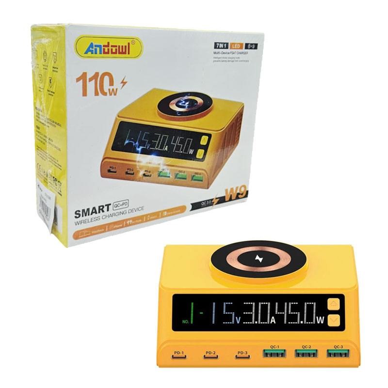 0751086 Andowl Σταθμός Γρήγορης Φόρτισης 7 σε 1 με Ασύρματη Φόρτιση - 7-in-1 Fast Charging Station with Wireless Charging - Image 1