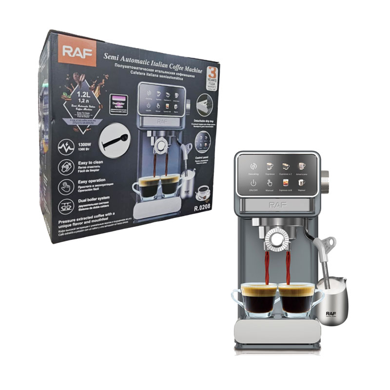 212296 RAF Ημιαυτόματη Ιταλική Καφετιέρα Espresso με Διπλό Λέβητα R-0208 - Semi Automatic Italian Espresso Coffee Machine - Image 1