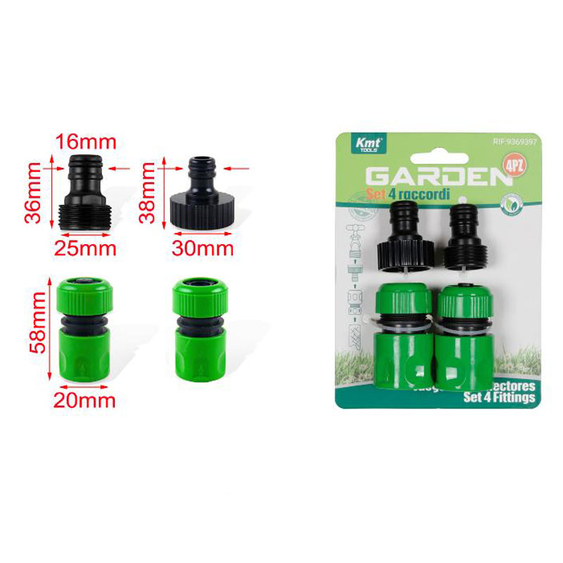 9369397 KMT Tools Σετ κεφαλών για λάστιχο κήπου 4 Τεμάχια Ρακόρ Ποτίσματος - Garden hose head set - Image 1