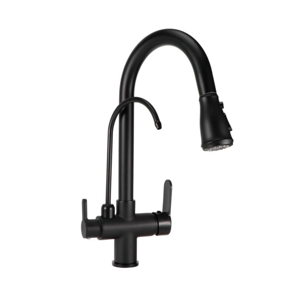 Μπαταρία Κουζίνας Μαύρη Ματ Διπλή Με Βρυσάκι  - Βρύση Κουζίνας - Kitchen faucet