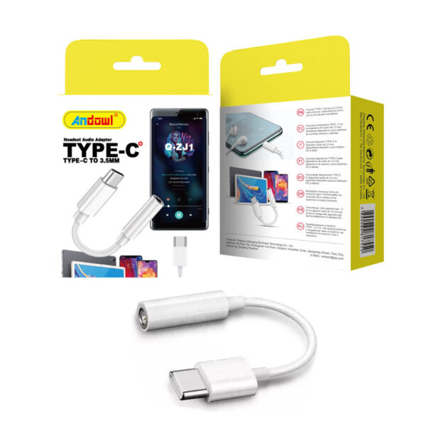 Andowl Μετατροπέας Αντάπτορας Type-C male σε 3.5mm female Λευκό Q-ZJ1 - Type-C male to 3.5mm Audio Jack female Cable